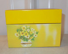 Vintage Recipe Box Tin Ohio Art Metal Yellow with Daisies — photo 1