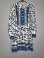 Ann Taylor Loft Long Sleeve Shift Dress Medium Shirt Tunic Blue