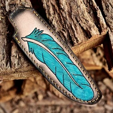 Engraved Leather Fix Blade Knife Sheath Holster Scout Vertical Case Multitool