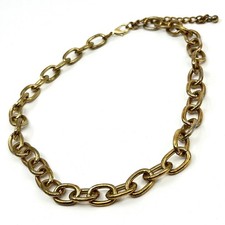 Vintage Gold Tone Chunky Oval Link Chain Necklace Adjustable Retro Statement Y2K