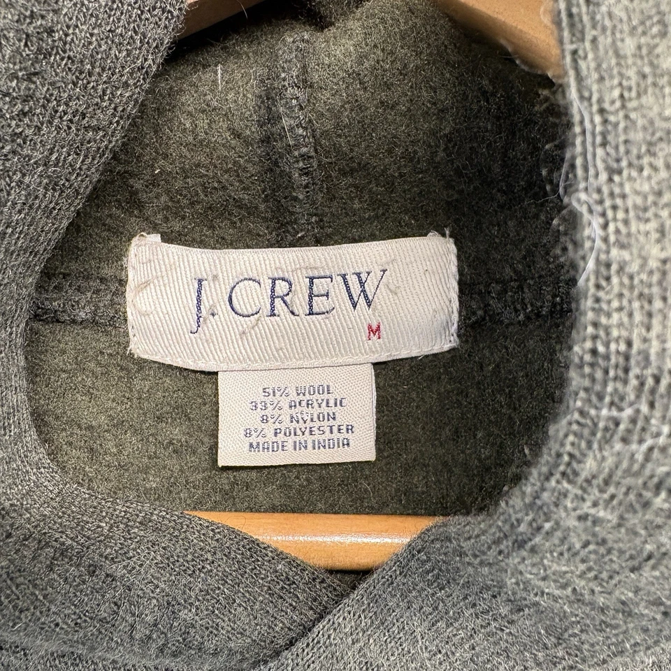 J. Sudadera con Capucha Crew Hombres Mediana Mezcla de Lana Tejido Verde Pullover Bolsillo Canguro Foto 4 de 4