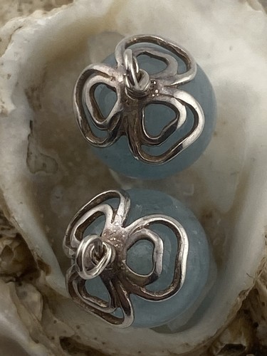 LT3 Pandora Compose Wire Dangle Moonstone Hoop Aquamarine Copper Ball Charms 925 - 第 17/19 張圖片