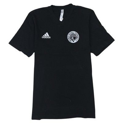 Adidas Herren Sport T-Shirt schwarz V-Ausschnitt Gr. M Fußball Logo