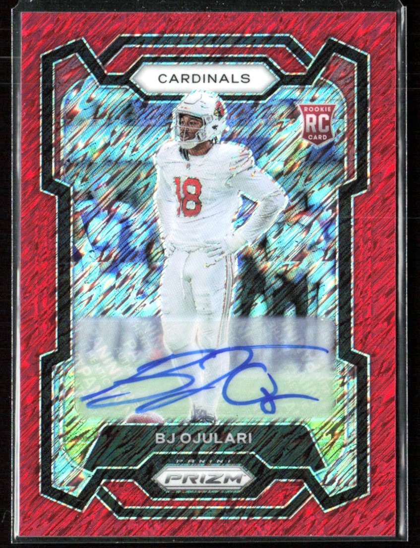 BJ Ojulari 2023 Panini Prizm Rookie Red Shimmer RC Auto /35 #301 Arizona