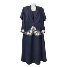 Sheri Martin NY Women's Navy w/ Embroidery 2- Piece Jacket/ Dress Set | Size 18W