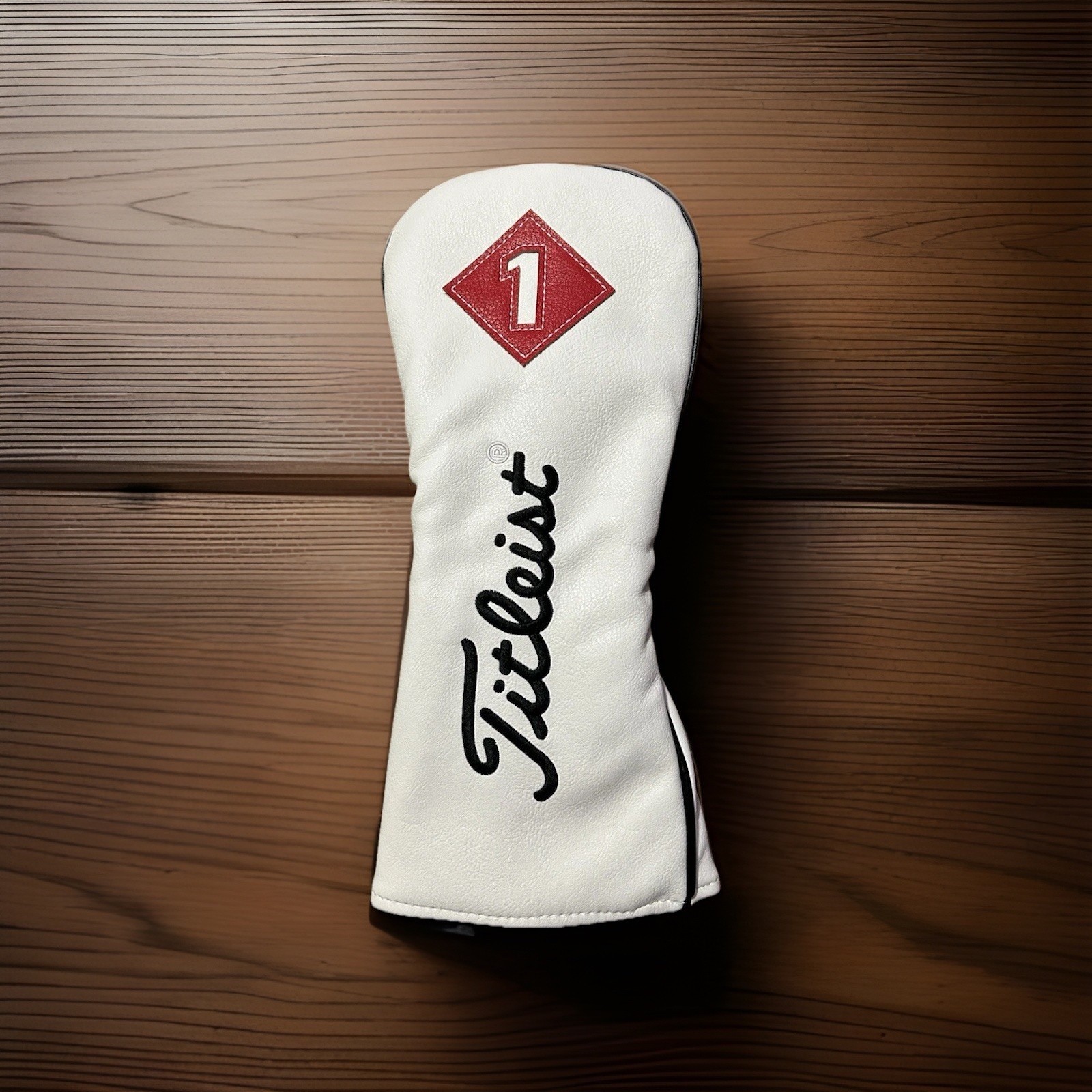 Leather Driver Headcover White/Red/Black Golf Premium