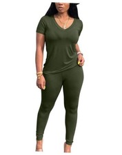 Lounge Sets for Women 2 Piece Summer Casual Jogger Workout Outfits Large Green