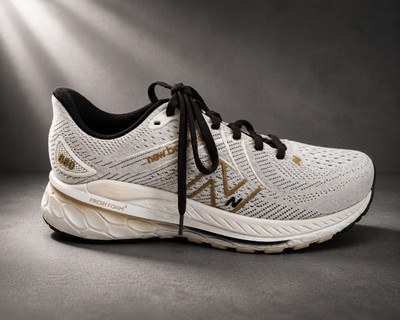 New Balance Fresh Foam 860 Women's Running Shoes White Gold Black Size 7 Pre-Own