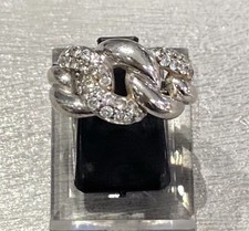 925 Sterling Silver Icy Chain Link Pave Ring Size N