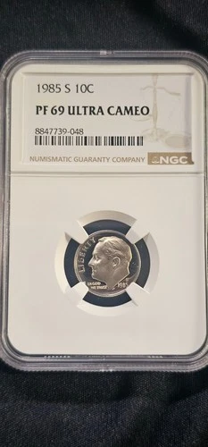 Photo of a 1985-S Roosevelt Dime Proof from an eBay listing that sold on Jul 13, 2026