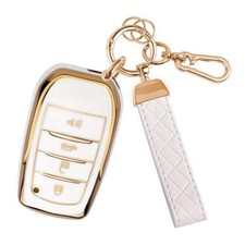 Key Fob Cover Fit for Toyota Key, Car Key Case Protector for 4 Buttons White