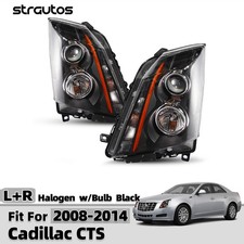 Upgrade Halogen Headlight For 2008-2014 Cadillac Cts Black Wbulbs Leftright
