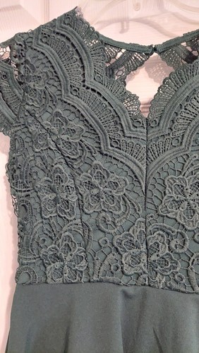 NWT RARE EDITIONS Cap Sleeve Lace Bodice Dress Girls 10 Hunter Green Back Zip - Picture 2 of 4
