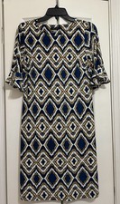Tommy Hilfiger Blue Gold White Geometric Shea...