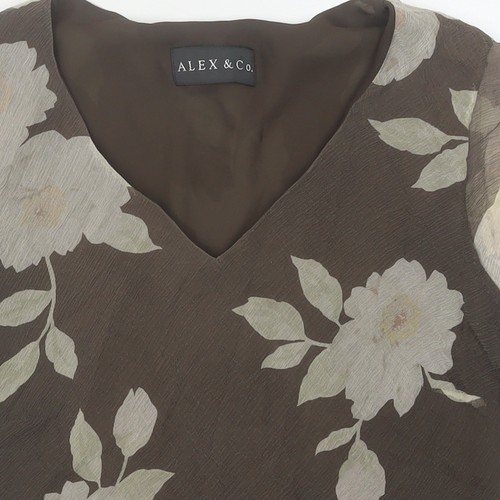 Top donna Alex & Co. marrone seta floreale UK 10 - Foto 12 di 12