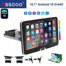 Single 1DIN Rotatable 10.1" Android 15 Touch Screen Car Stereo Radio GPS WIFI BT