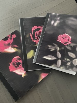 Composition Notebook Red Roses Set Of 3 With Bling Pen And Free Gift