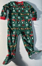 Carter's CHRISTMAS Blanket Sleeper Pajamas 24 months Fleece Footies