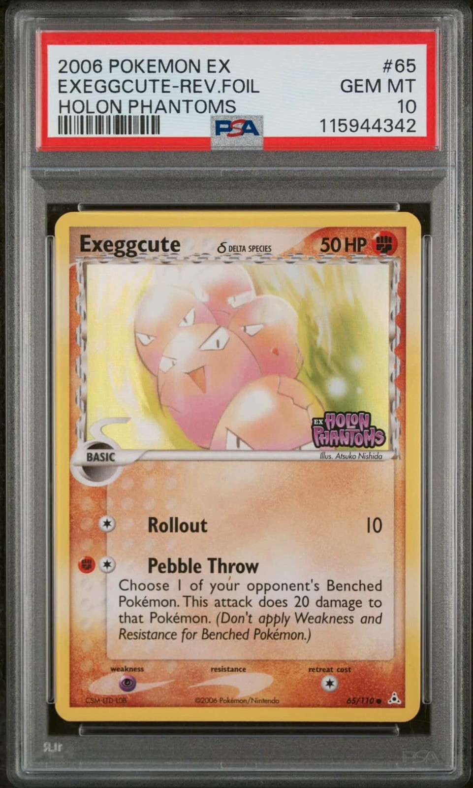 PSA 10 EXEGGCUTE 65/110 | Holon Phantoms Reverse Holo Stamp Graded Pokemon Card