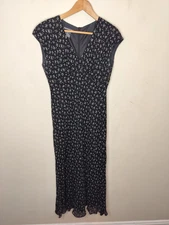 Jones Wear Floral Maxi Dress Size 12 Women's Cap Sleeve Black Dainty Cottage Vtg