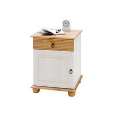 Nachtkonsole Kiefer massiv weiß Landhausstil – OSLO