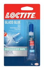 Loctite 233841 Crystal Clear/Dishwasher Safe Super Glass Glue 2 gm. Pack of 6 