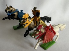 Vintage Britains LTD Medieval Knight Figures 3 Horses 1 Armored Knight 1971