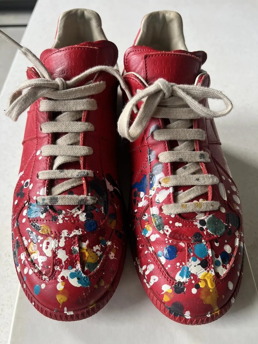 maison margiela gramslam 赤 Maison Margiela 'G.A.T.' Red Suede Low Top Sneakers – Alex Maxamenko
