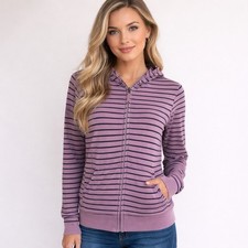 L.L Bean Purple Blue Striped Zip Sweatshirt XS Outdoor Stretchy Running Golf