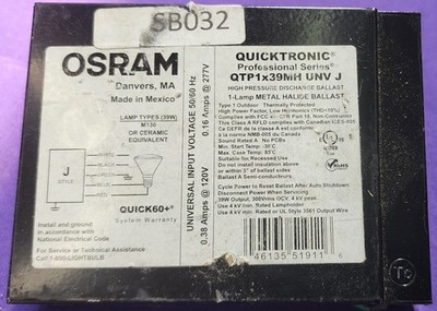 Sylvania OSRAM 51911 QUICKTRONIC T6 QTP1X39MH/UNV-J Metal Halide Ballast - NEW