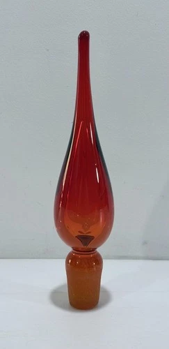 Vintage Blenko Tangerine Amberina Glass Stopper Only