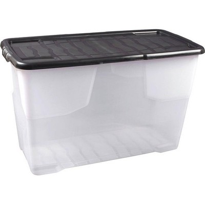 STRATA Curve Aufbewahrungsbox transparent 100L stapelbar, mit Deckel, Kunststoff