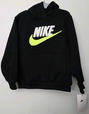 Nike Little Kids' Club Chenille Pullover Hoodie Size 6 Black Volt White