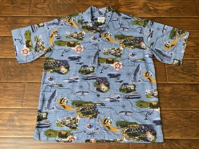 David Carey Originals Mens Hawaiian Catalina Island Landmarks Floral Shirt 3XL