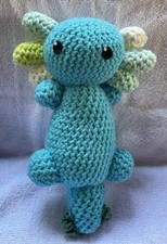 Axolotl. Handmade Crochet, Acrylic Stuffed Plush.  