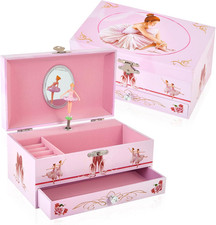Classical Ballerina Musical Jewelry Box with Drawer and Dancing Ballerina,Girls