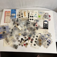 Mixed Craft Lot Sewing Notions Buttons Hook Eye Needles