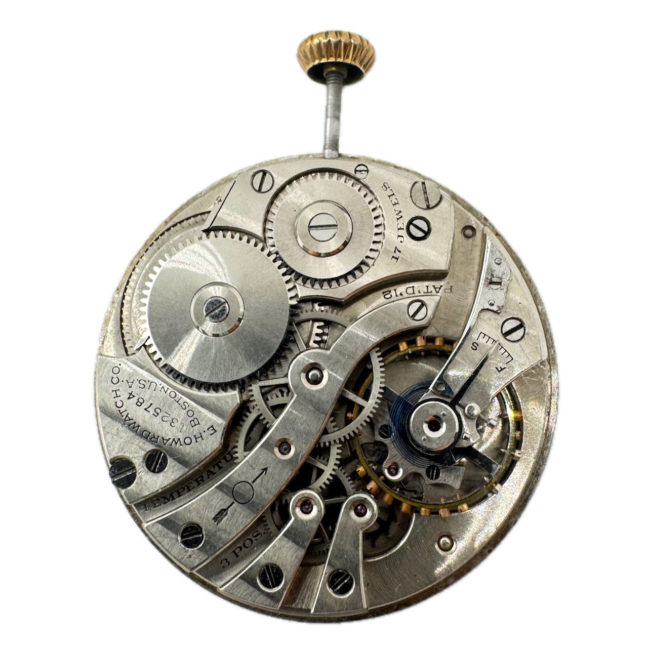 Antique 12s 1918 E. Howard Co Brushed 17 Jewel Pocket Watch Movement Series 7