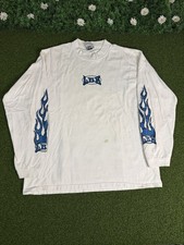 Vintage 90s LBZ Local Boyz MX White Longsleeve Glitter Flame Shirt 1X READ SEE