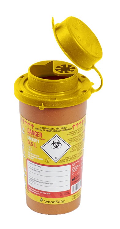 Woodsafe Sharps Bin 0.5 Ltr Brown Size 0.5L