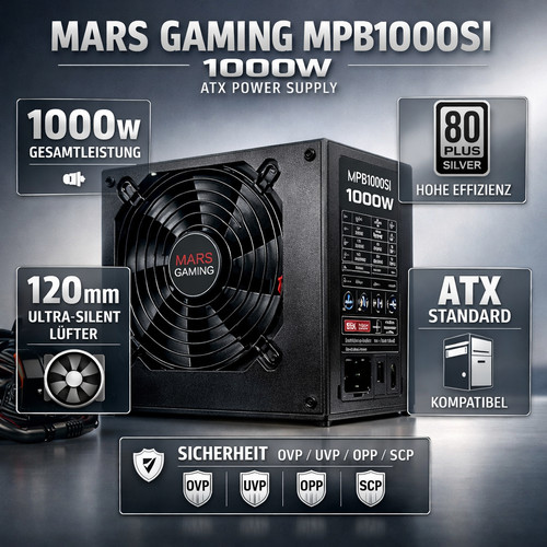⚡Mars Gaming MPB1000IS 1000W Gaming Gamer PC Netzteil power supply MPB 1000IS ✅
