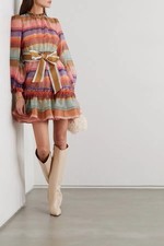 Zimmerman, The Lovestruck belted striped organza mini dress, Size 1