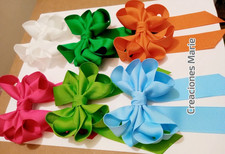 Creaciones Marie Multicolor Fabric Hair Bows for Girls, One Size, Party/Casual