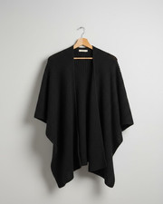 EVA LUTZ Strick-Cape Schwarz Einheitsgröße offene Front Effektgarn
