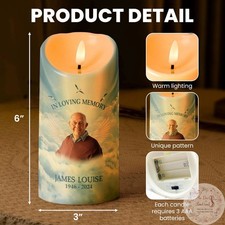 Personalized Photo Memorial LED Candle In Loving Memory Sympathy Gift Bereaved