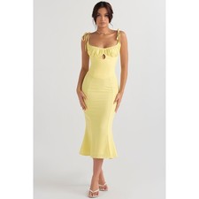 NWT House of CB Soren Buttercup Cutout Mermaid Midi Dress Yellow Size XS 