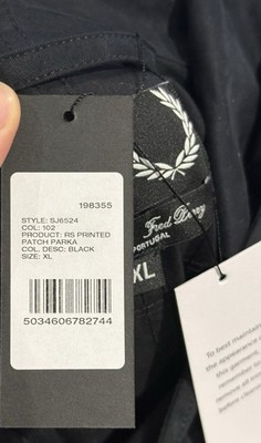 BNWT Fred Perry x Raf Simons Printed Patch Parka Mens XL Relaxed