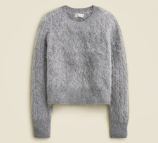 NWT J.Crew Brushed Cashmere Shrunken Crewneck Sweater in Heather Dark Gray S