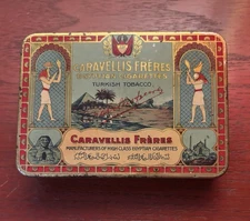 Caravellis Frères Egyptian Cigarettes Tin Box Egyptomania Art Deco
