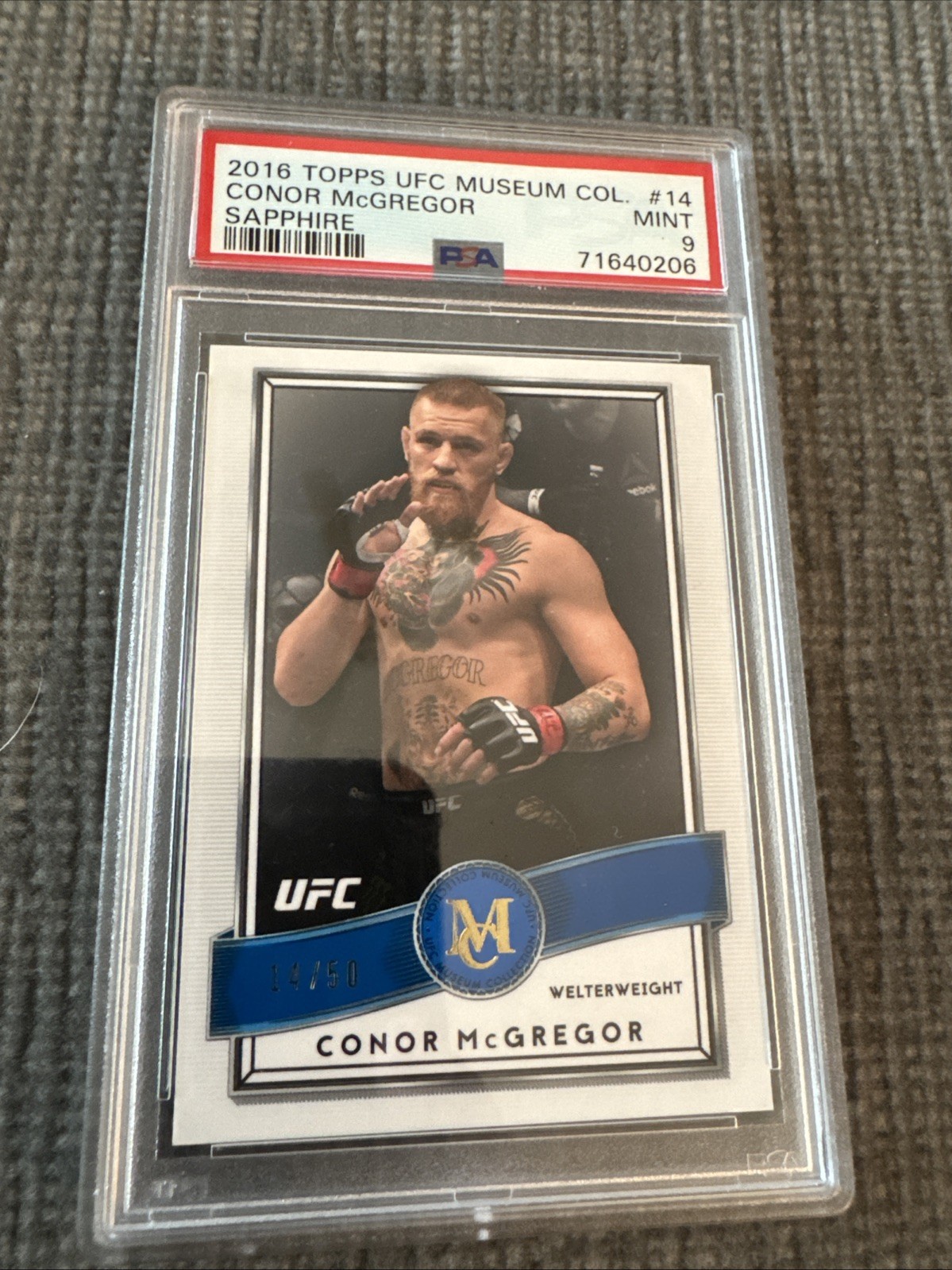 2016 Topps Museum Collection - Conor McGregor #14 Sapphire 14/50 PSA 9 MINT! view 3